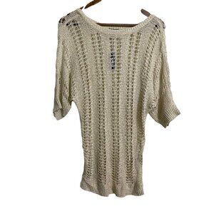 Express Women's NWOT Cream Open Knit Y2K Crocket Dolman Sleeve Sweater Small